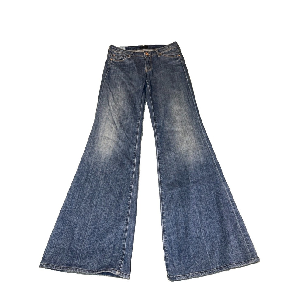 MOTHER The Wilder Super Flare Jeans Medium Kitty Wash Stretch Denim Size 26 USA